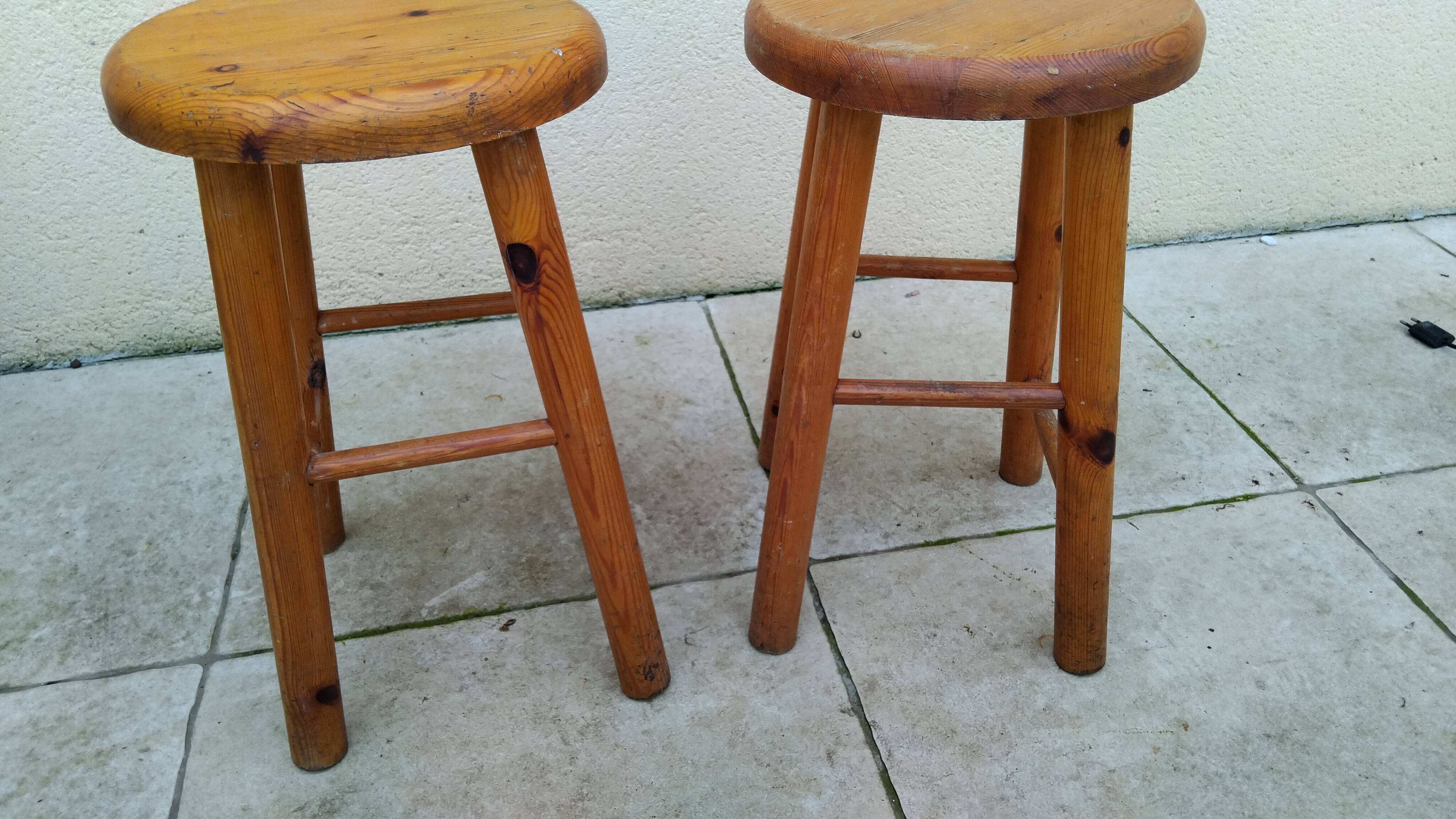 Pair of vintage pine stools