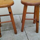 Pair of vintage pine stools