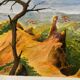 Old painting jean laville st germain roussillon + wooden frame