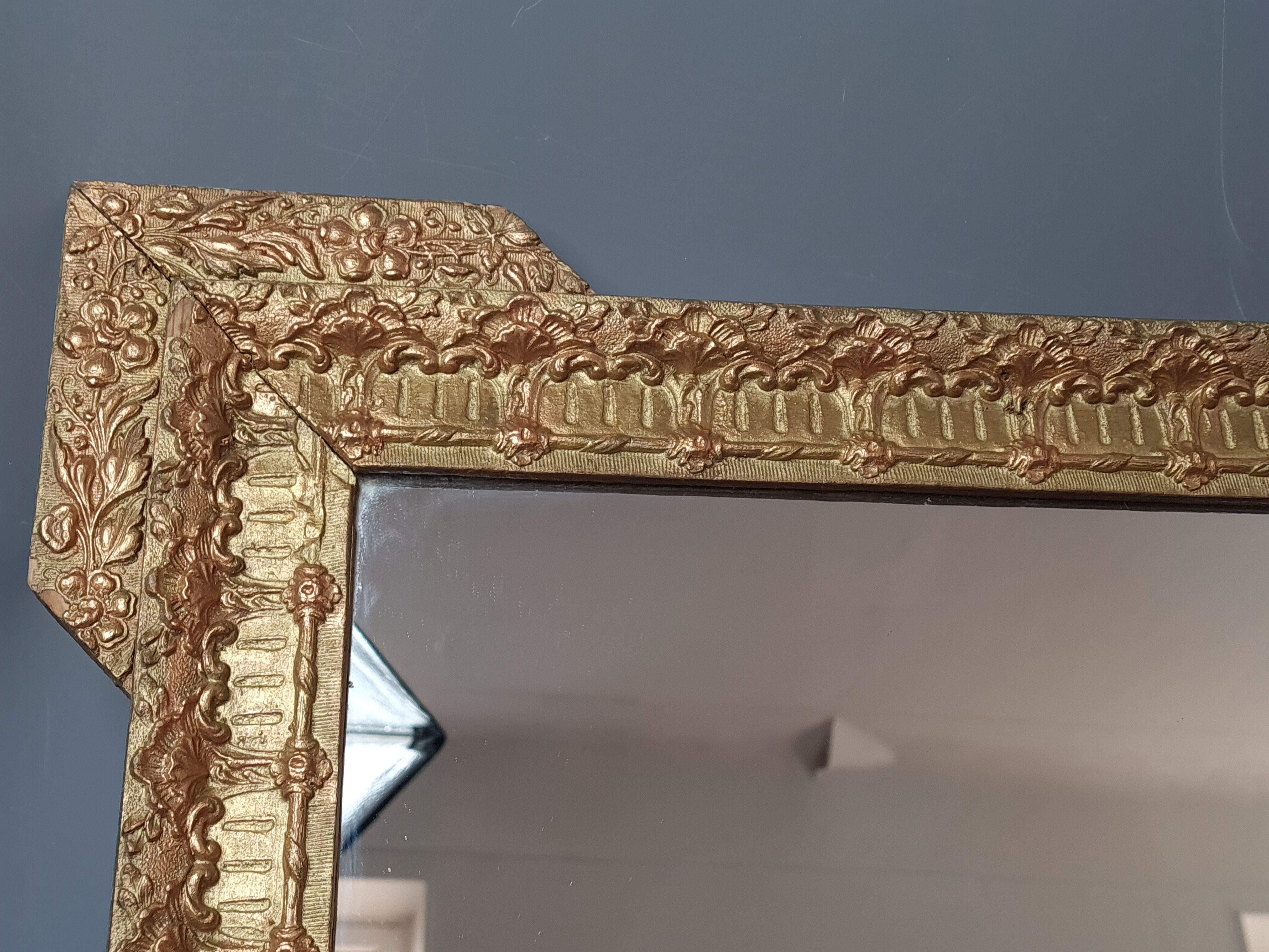 Old mirror frame wood and gilded stucco around 1900 61x46 cm sb