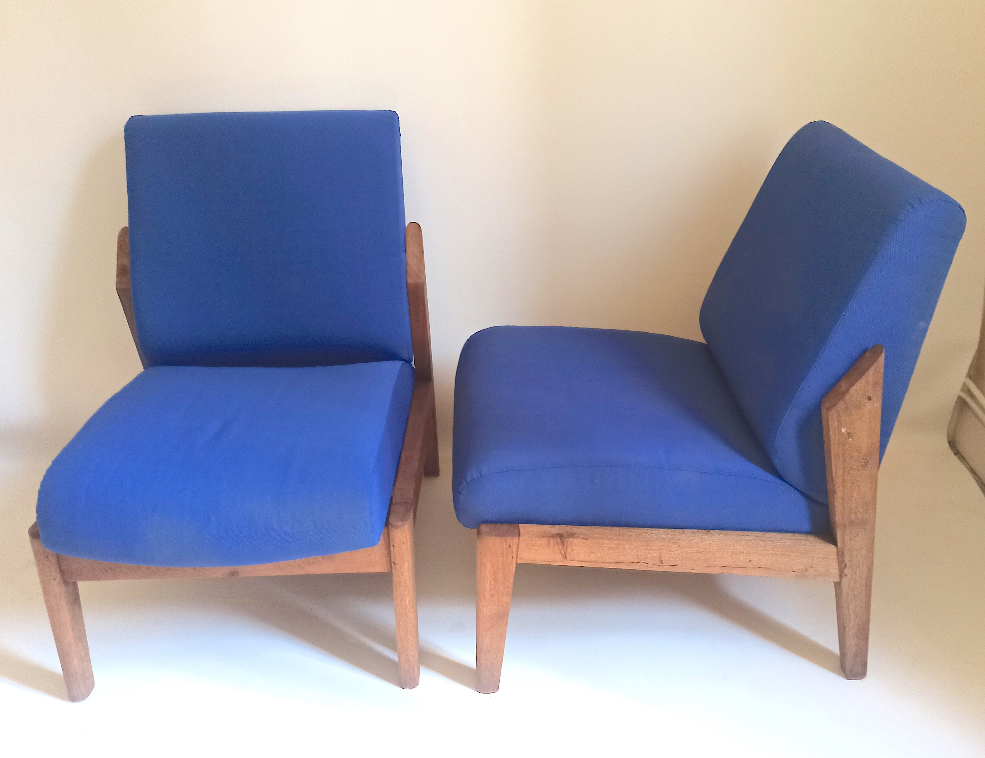 Pair of solid teak armchairs 50s