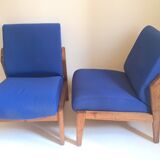 Pair of solid teak armchairs 50s