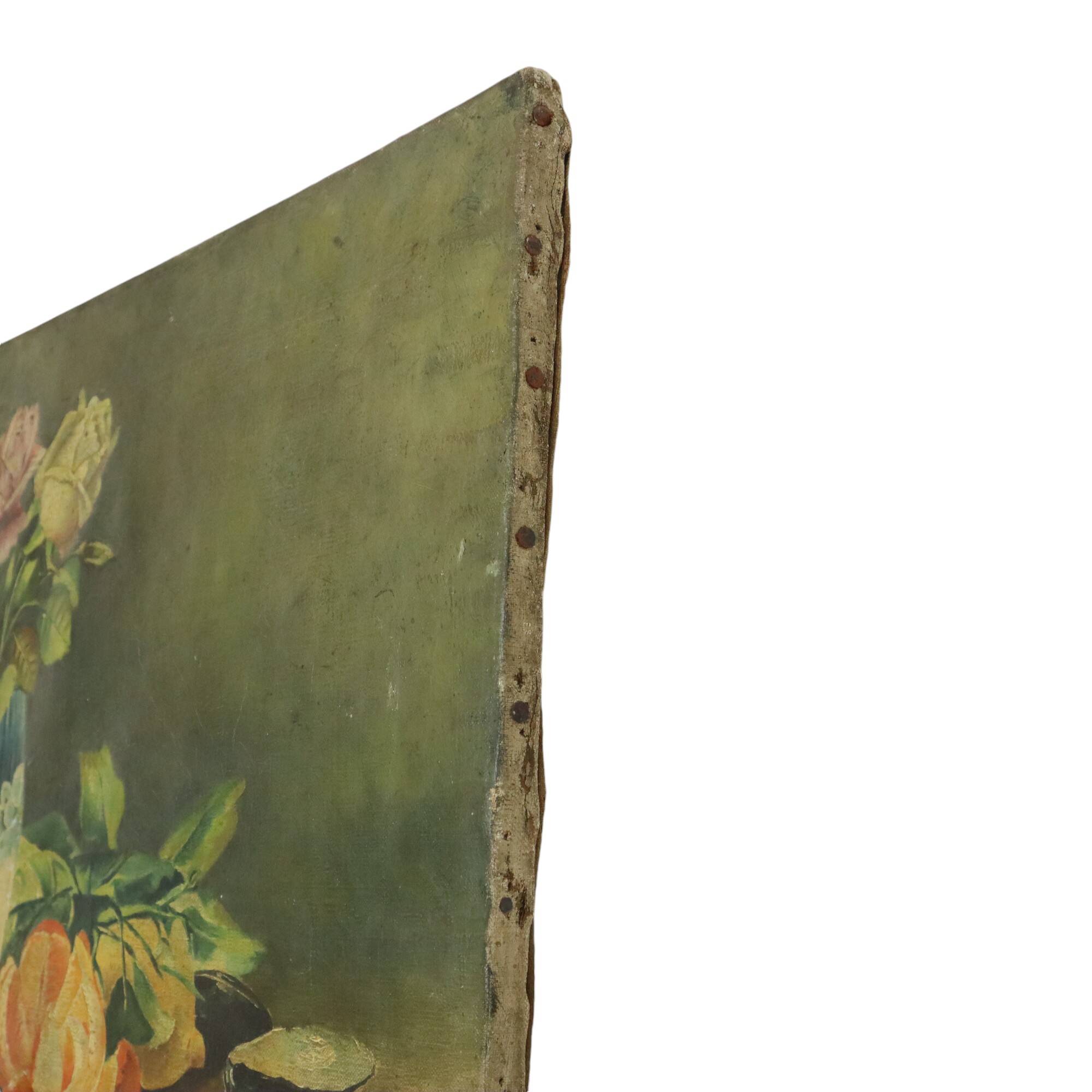 Antique French Painting Still Life Oil on Canvas Signed L. Bouchu 1912