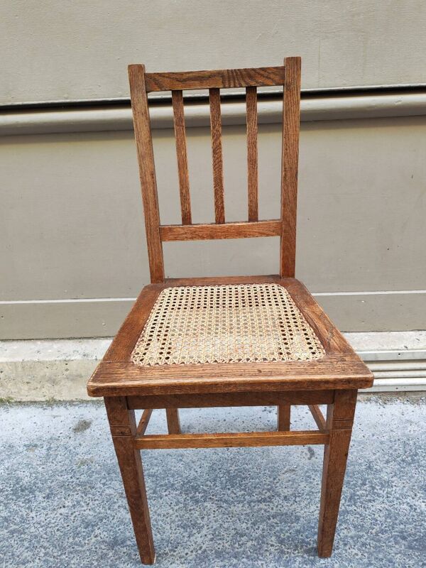 Chaise en bois et cannage