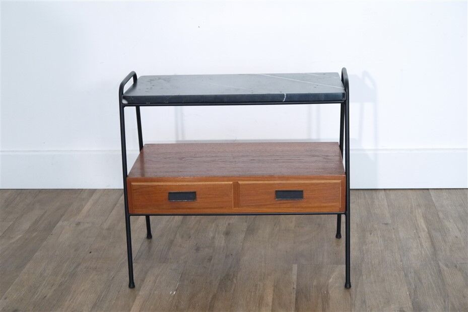 Vintage Scandinavian console in teak and marble 1960