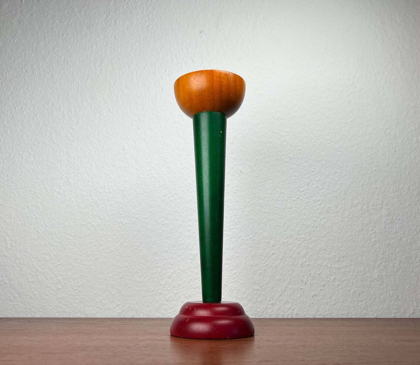 Postmodern yellow, green, red wooden chandelier Monokel by Ikea, 1980s.