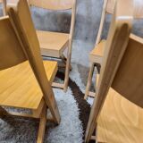 Set of 6 folding chairs blond wood
