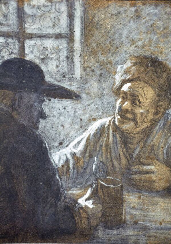 Alphonse Lévy dit Alan Levy pastel original scène de taverne