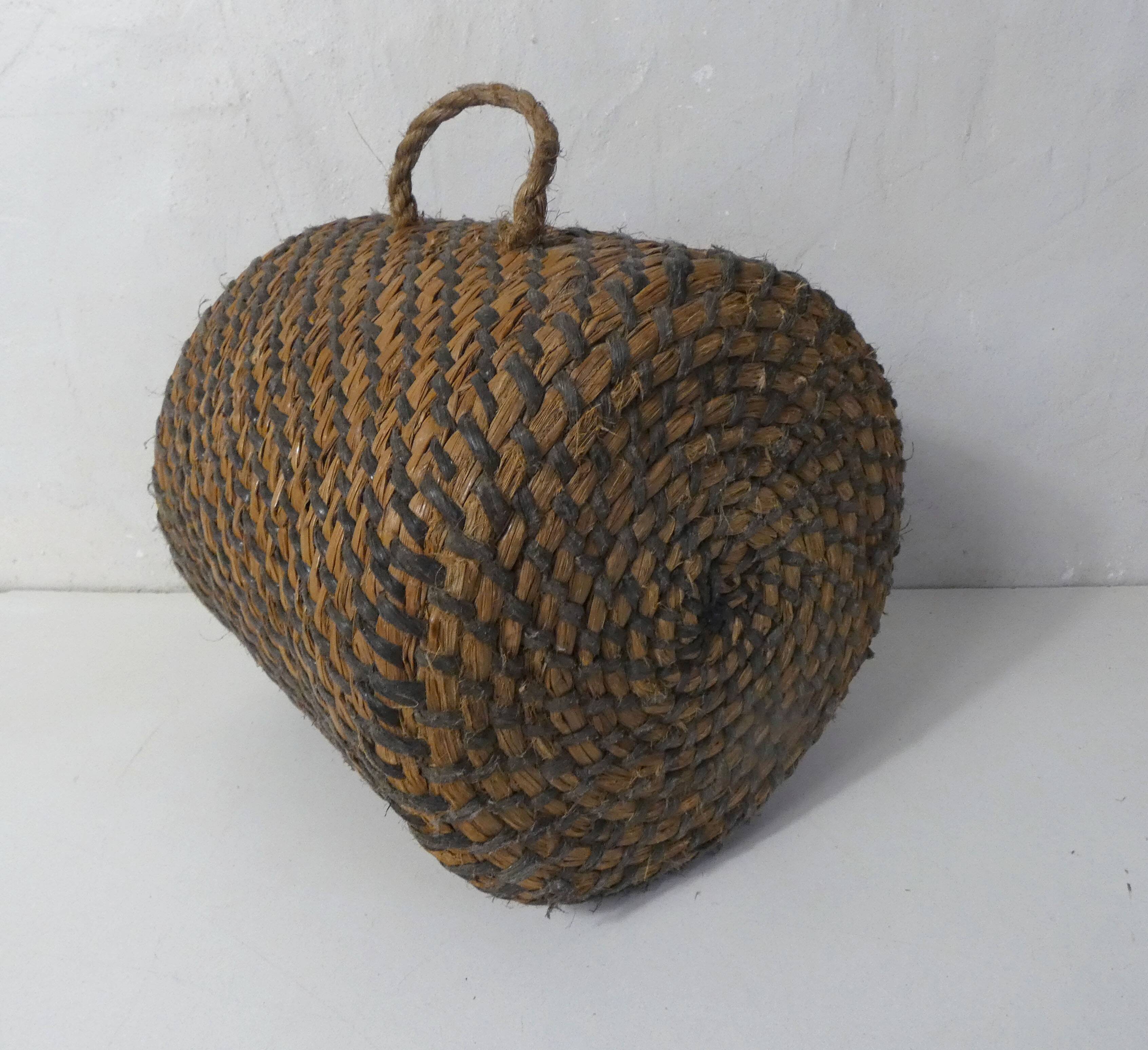 old woven straw stool