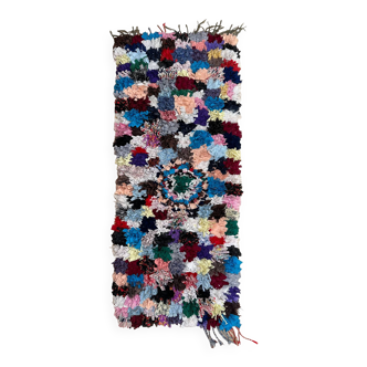 Colorful Boucherouite Berber rug - 63 x 162 cm