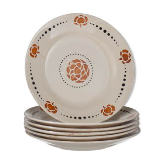 6 plates in Longchamp earthenware Model Lolette around 1950 n°2