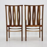 2001 set of walnut and leather dining chairs, set of 6