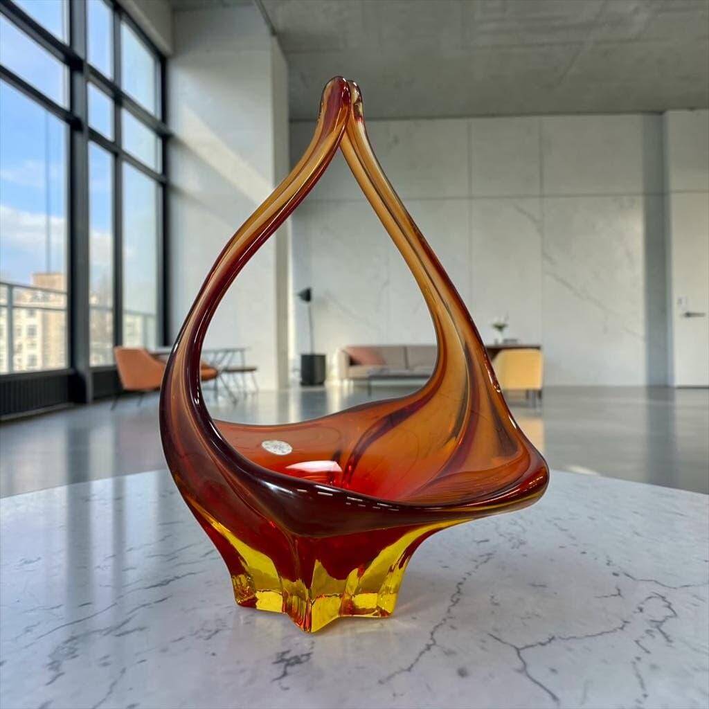 Orange vintage Murano glass bowl/plate/decoration