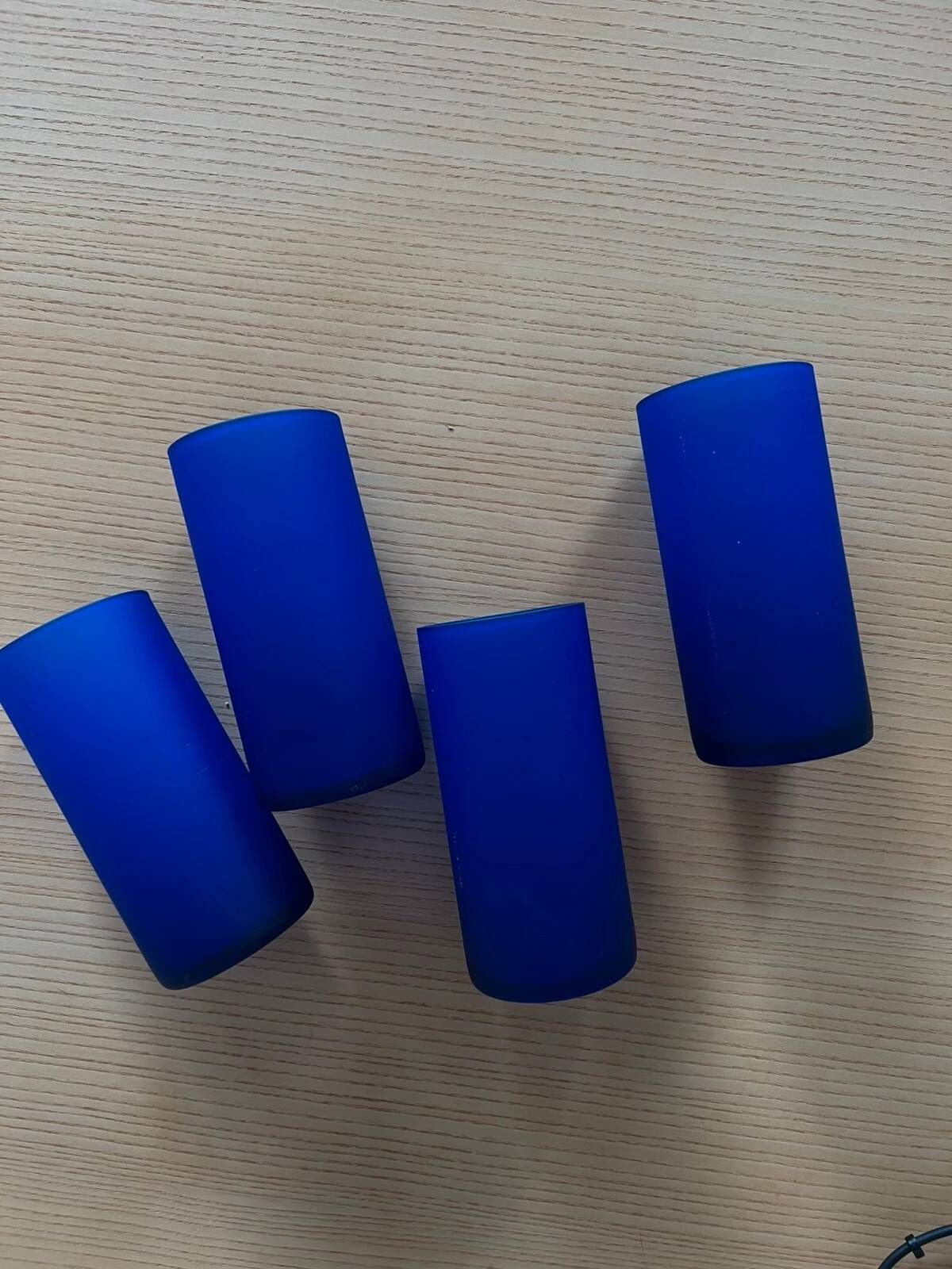 Set of 4 Klein blue frosted glass vintage glasses