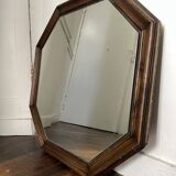 Antique octagonal wooden mirror