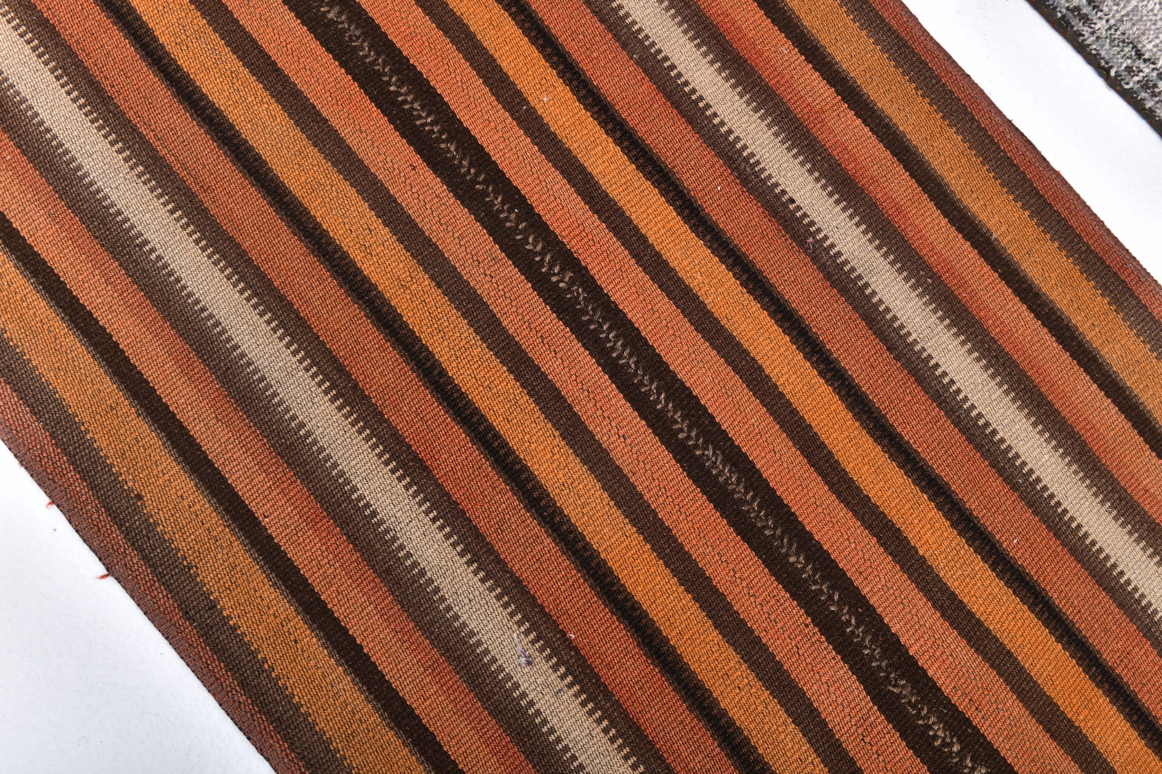 2x7 Brown Orange Vintage Kilim Runner Rug 73x221Cm SK 241806