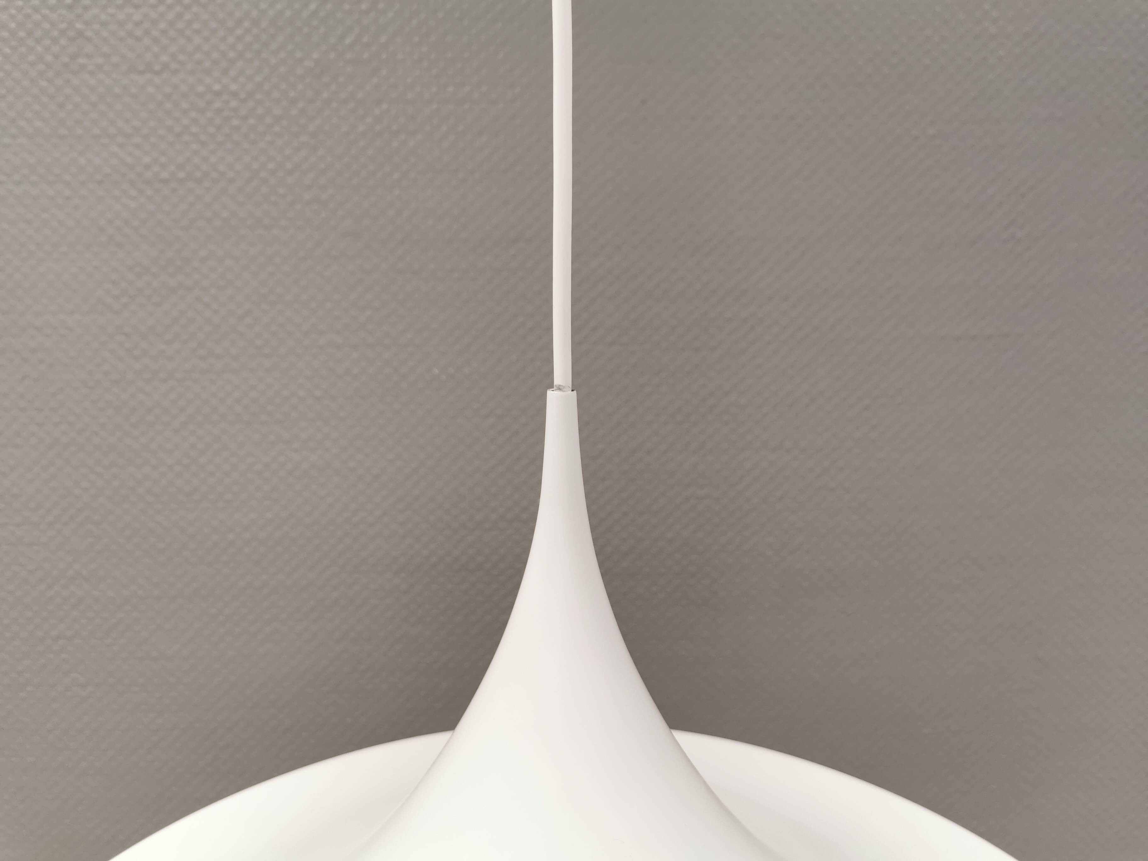 Vintage Fog & Mørup Semi Hanging Lamp, White Lacquered, Denmark 1970-80s