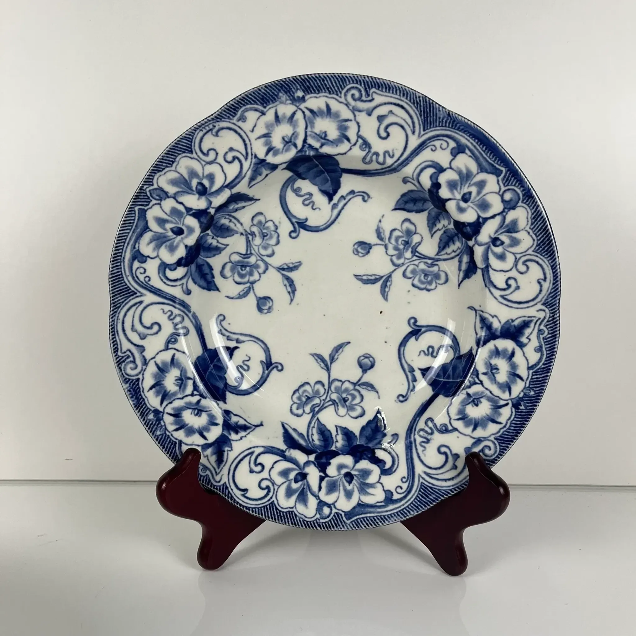 Set of 6 deep plates in ironstone "Flora" – Creil et Montereau, 19th century, blue