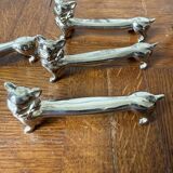 Set of 6 silver-plated cat knife rests