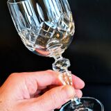 Set of three cut Bohemian Crystal Stemmed Glasses.