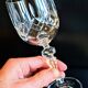 Set of three cut Bohemian Crystal Stemmed Glasses.