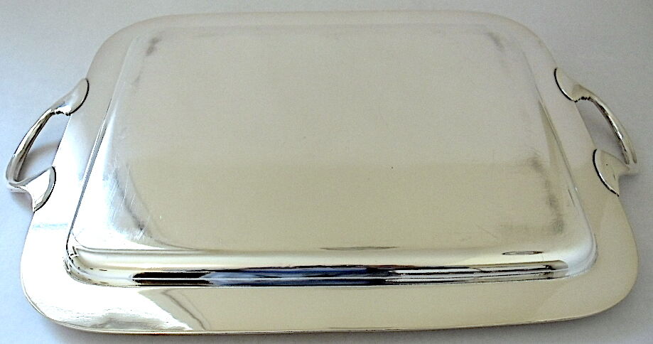Serving tray metal silver style Louis-XVI