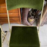 Pair of vintage green velvet folding chairs
