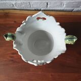 Vintage ceramic bouquet holder / cache-pot with old Rouen decoration.