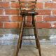 Antique vintage turned wood high bar stool
