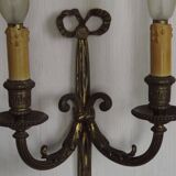 Pair French Louis XV Ribbons And Bows Bronze Double Wall Lights 5411