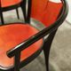 Table and 6 armchairs Baumann Diese, design Pagnon Pelhaître, Wenge color and red,