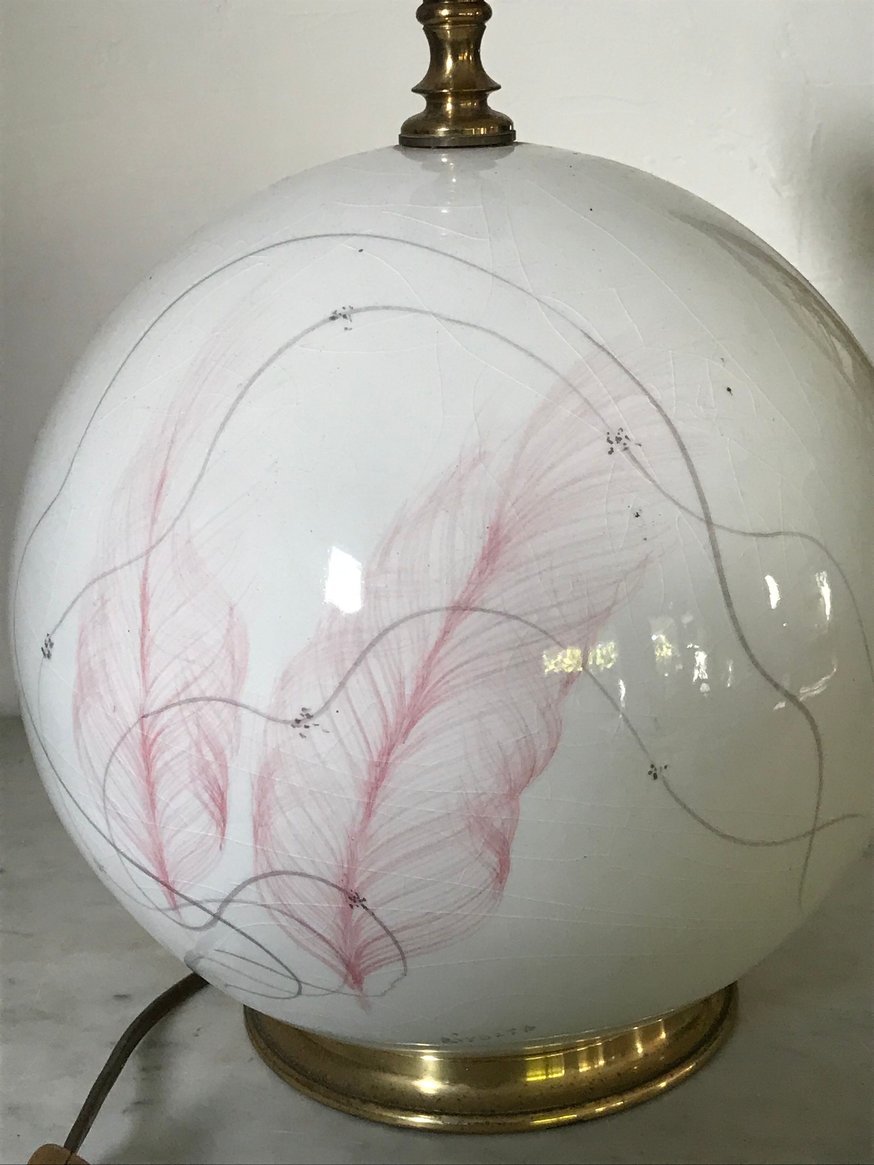 Vintage ceramic and brass lamp