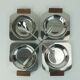 BOWL SET dip bowls party serving set stainless steel and wood 1960s