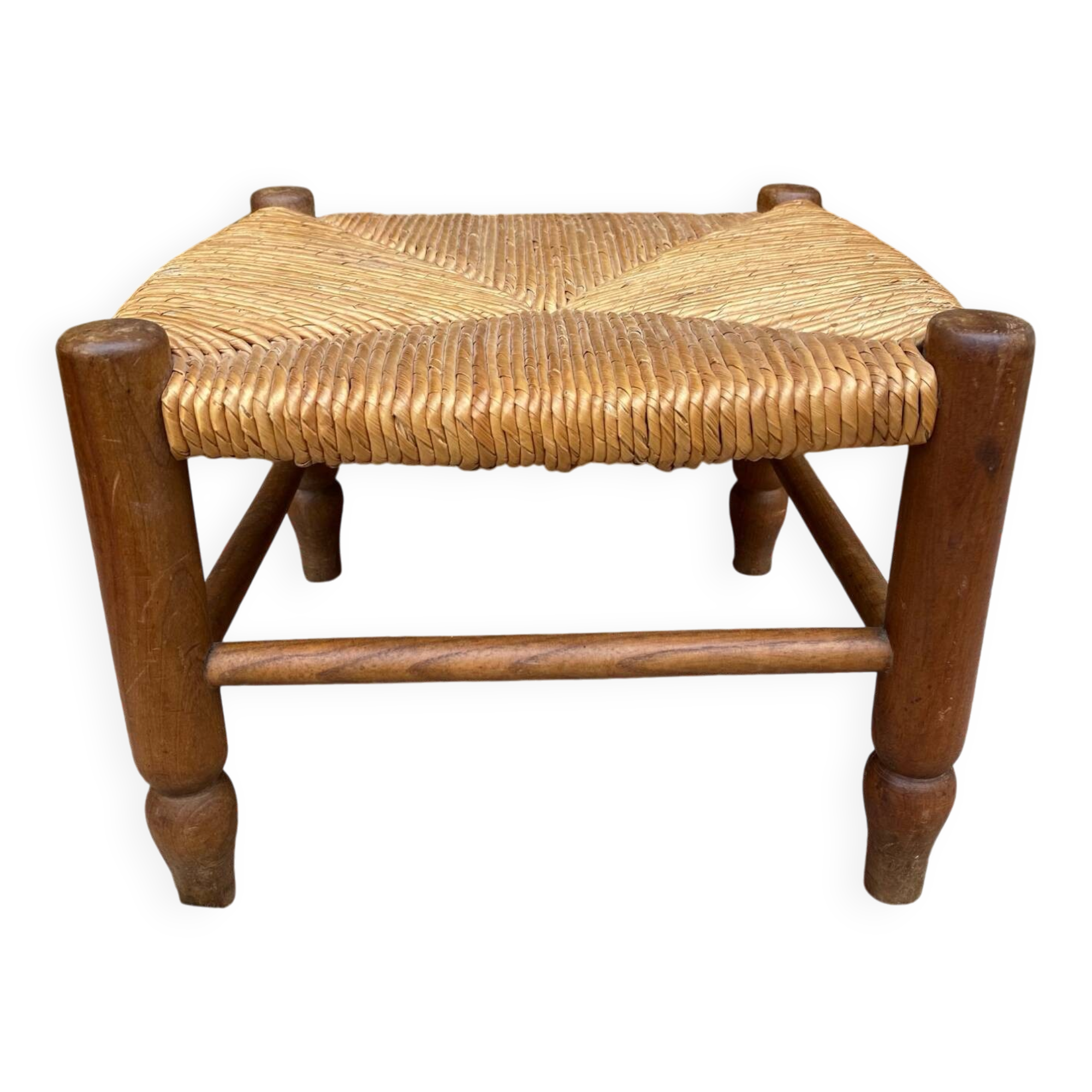 Low stool in wood and straw