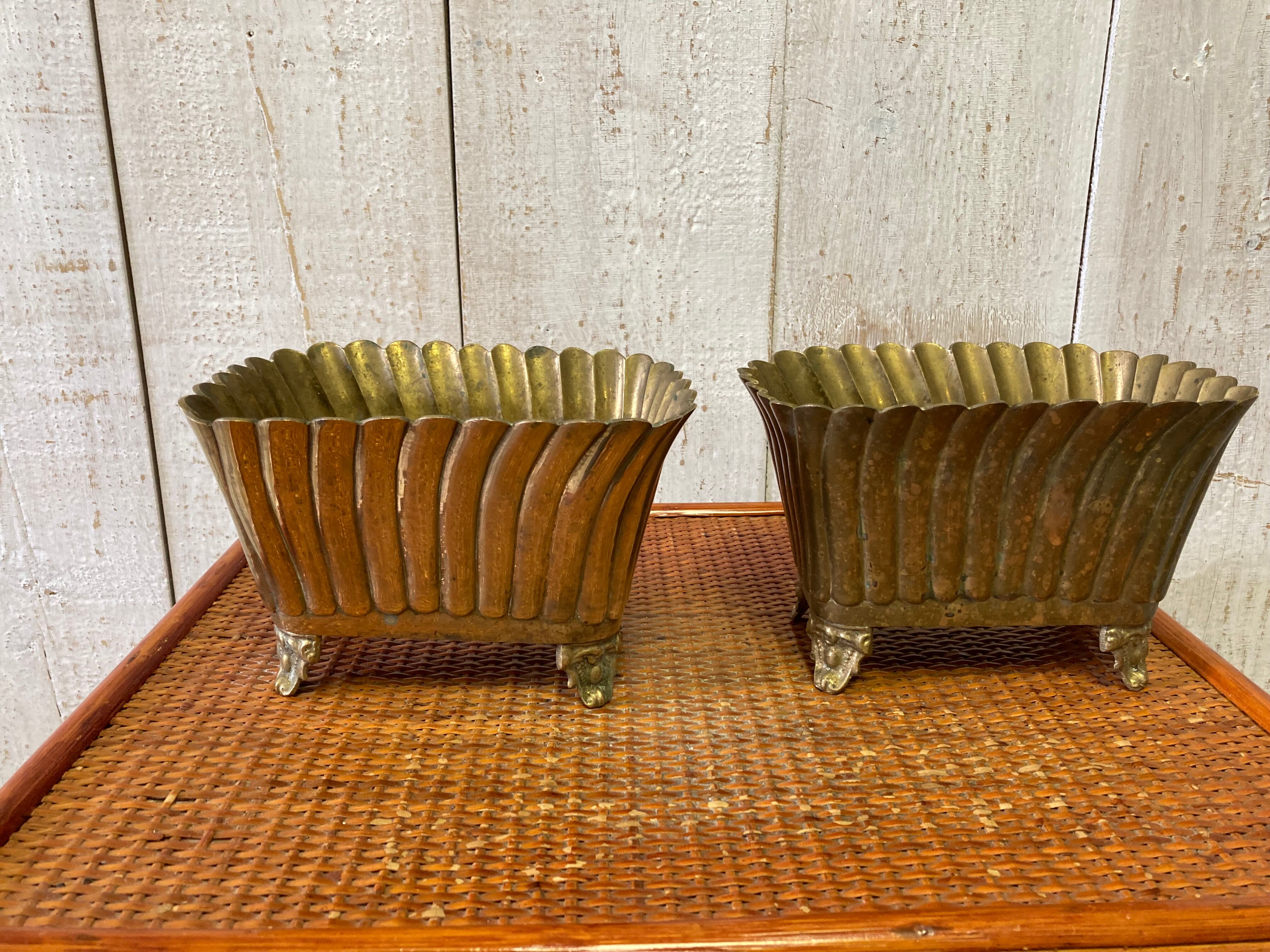 Pair of brass planters
