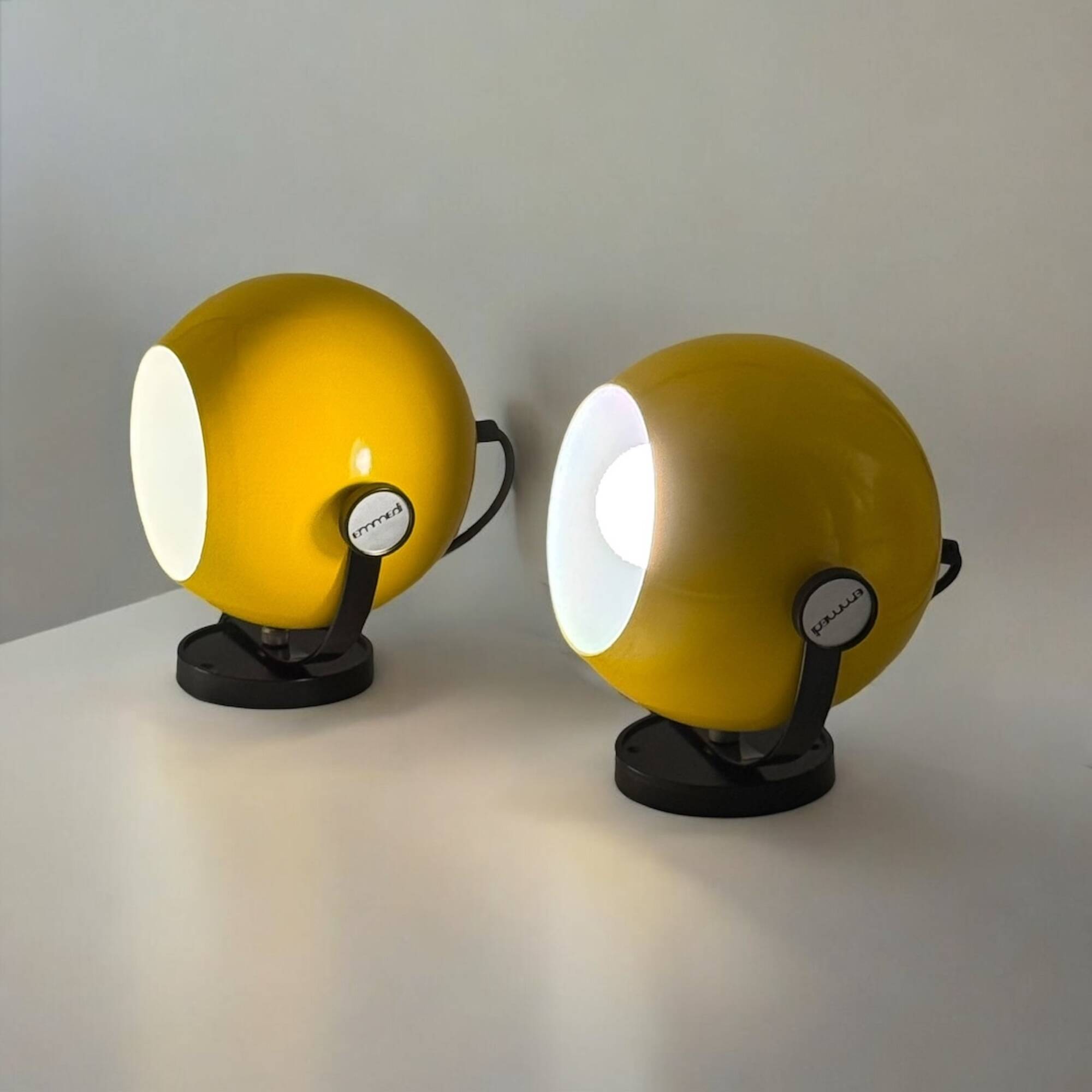 Pair of Yellow Wall Lamps by Emmedi, New Old Stock 1970s