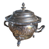 Antique Box / Chased Silver-Plated Sugar Bowl from Fes - Nesting Style (Vi