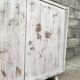 Buffet bahut vintage 1950 pieds compas patine blanche