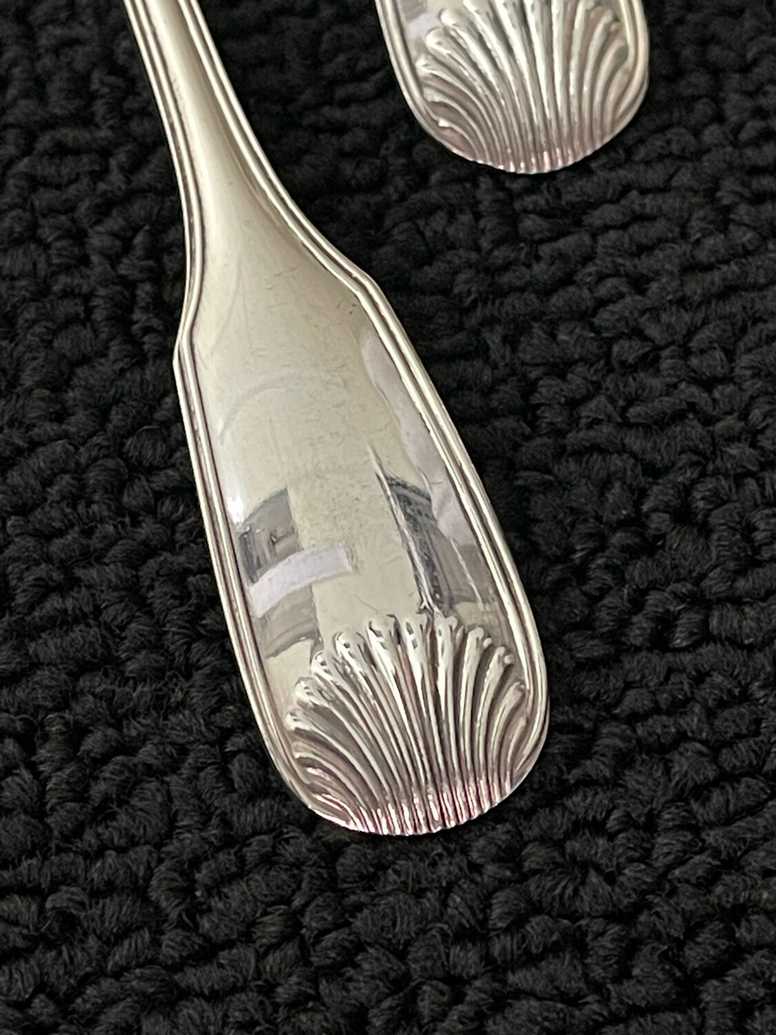12 cutlery entremets model shell silver metal