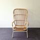 Chaise à dossier haut en rotin avec cadre blanc pour Rohé Noordwolde, Pays-Bas, années 1960