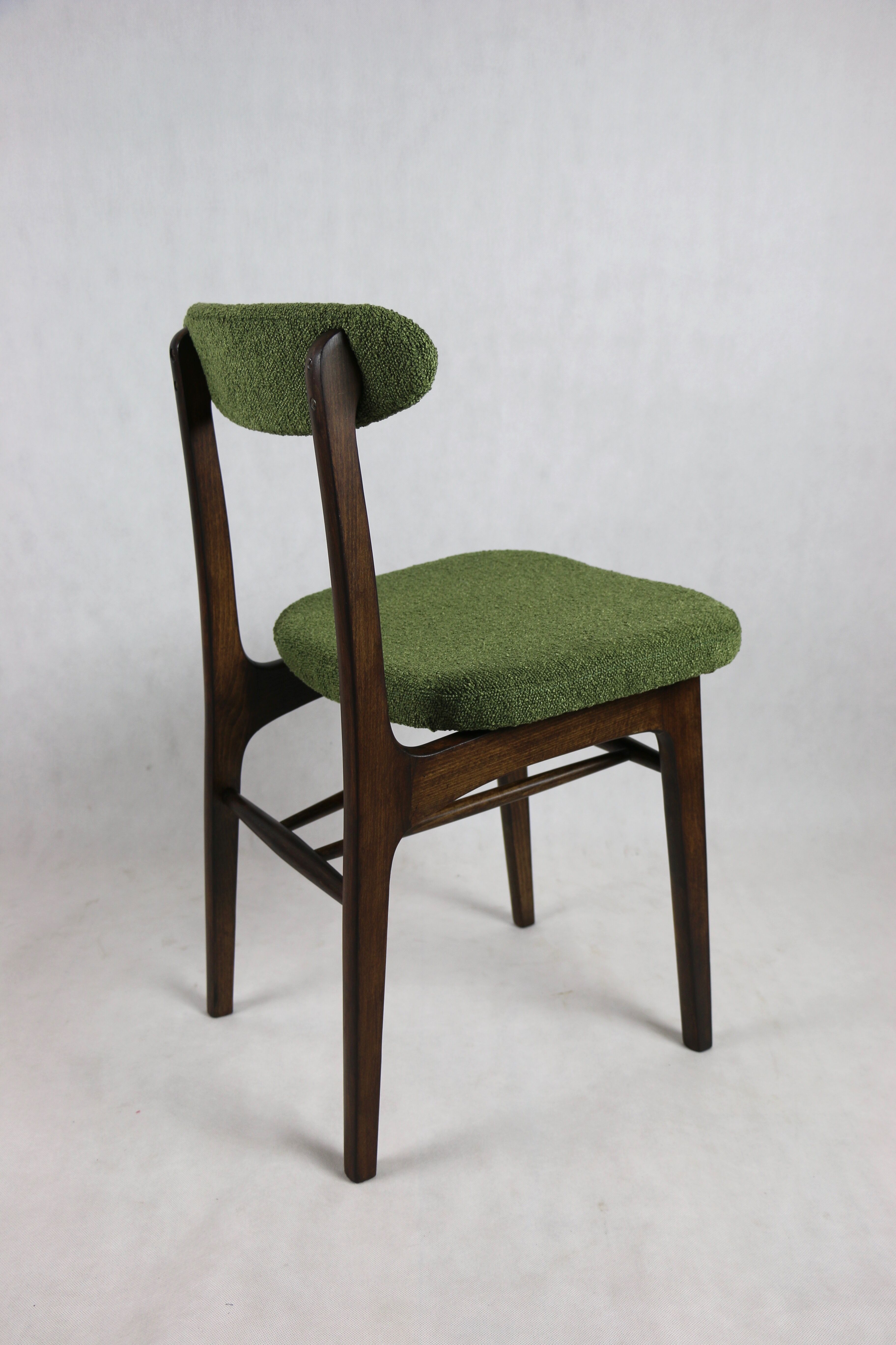 Green olive boucle dining chair from rajmund halas, 1970s,