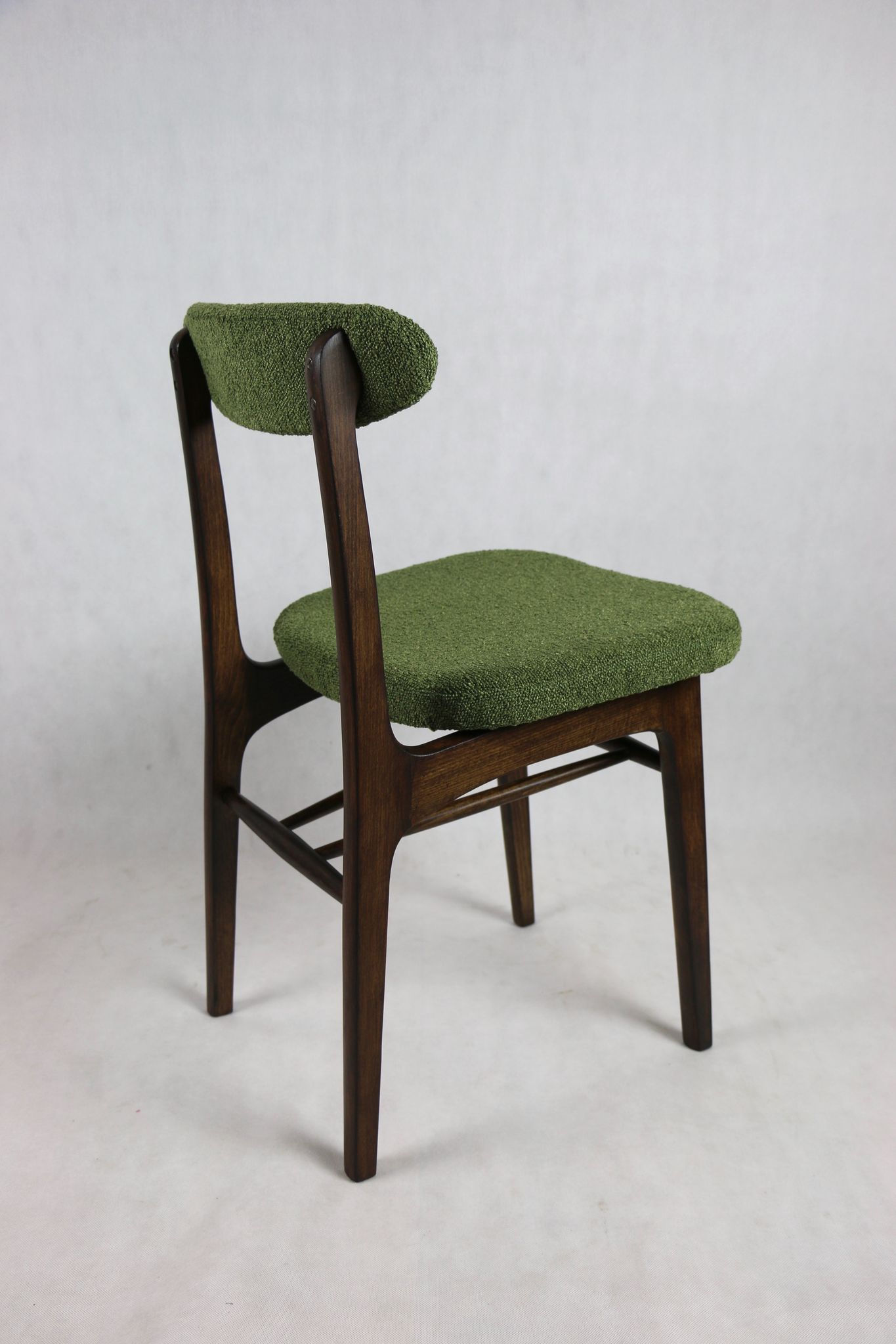 Green olive boucle dining chair from rajmund halas, 1970s,