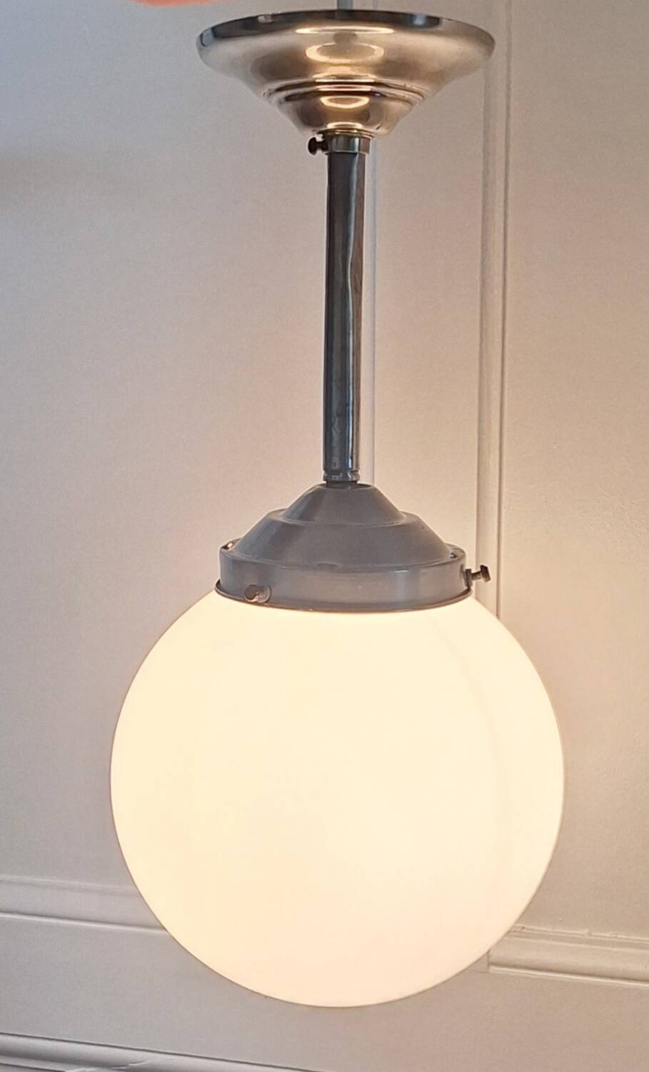 Art deco opaline ball chandelier