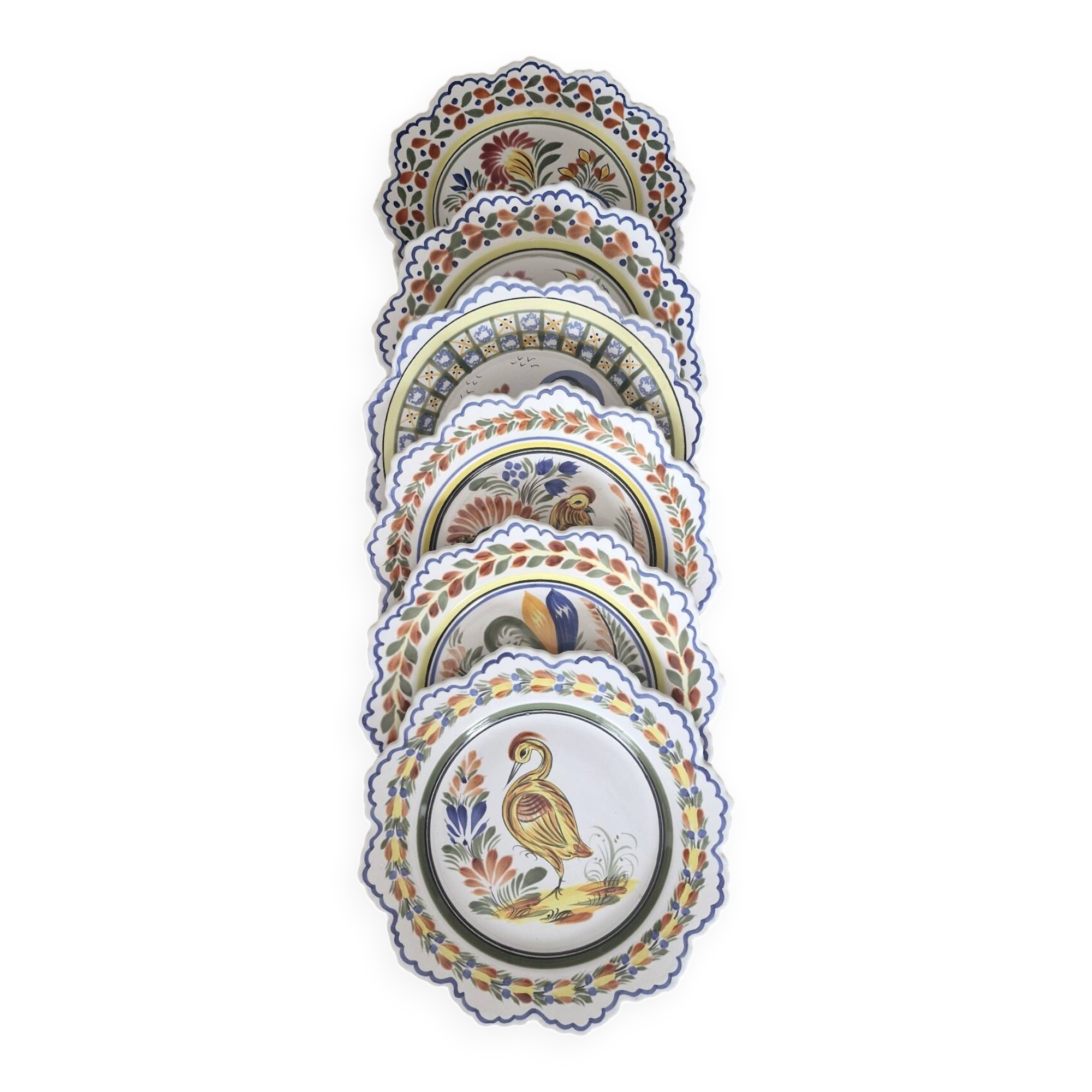Set of 6 Breton plates