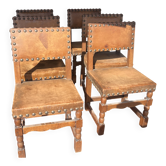 Set of six Renaissance-style oak chairs, 20th century