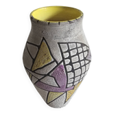 Glazed ceramic vase "fat lava" with abstract decoration Signed Marius Bessone