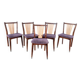 Lot de 5 chaises scandinave en bois et tissu à carreaux
