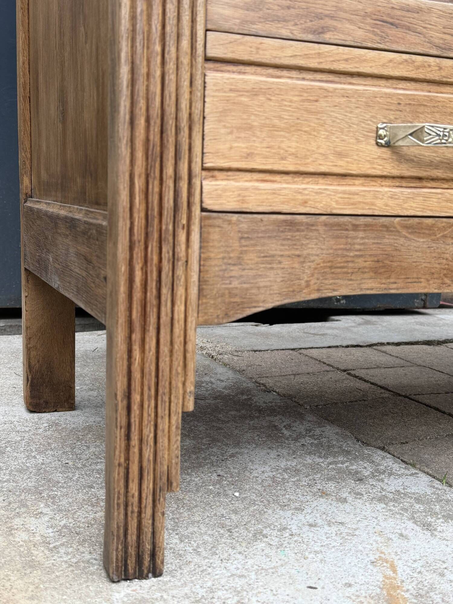 Art Deco bonnetière wardrobe from Paris in raw and solid oak.