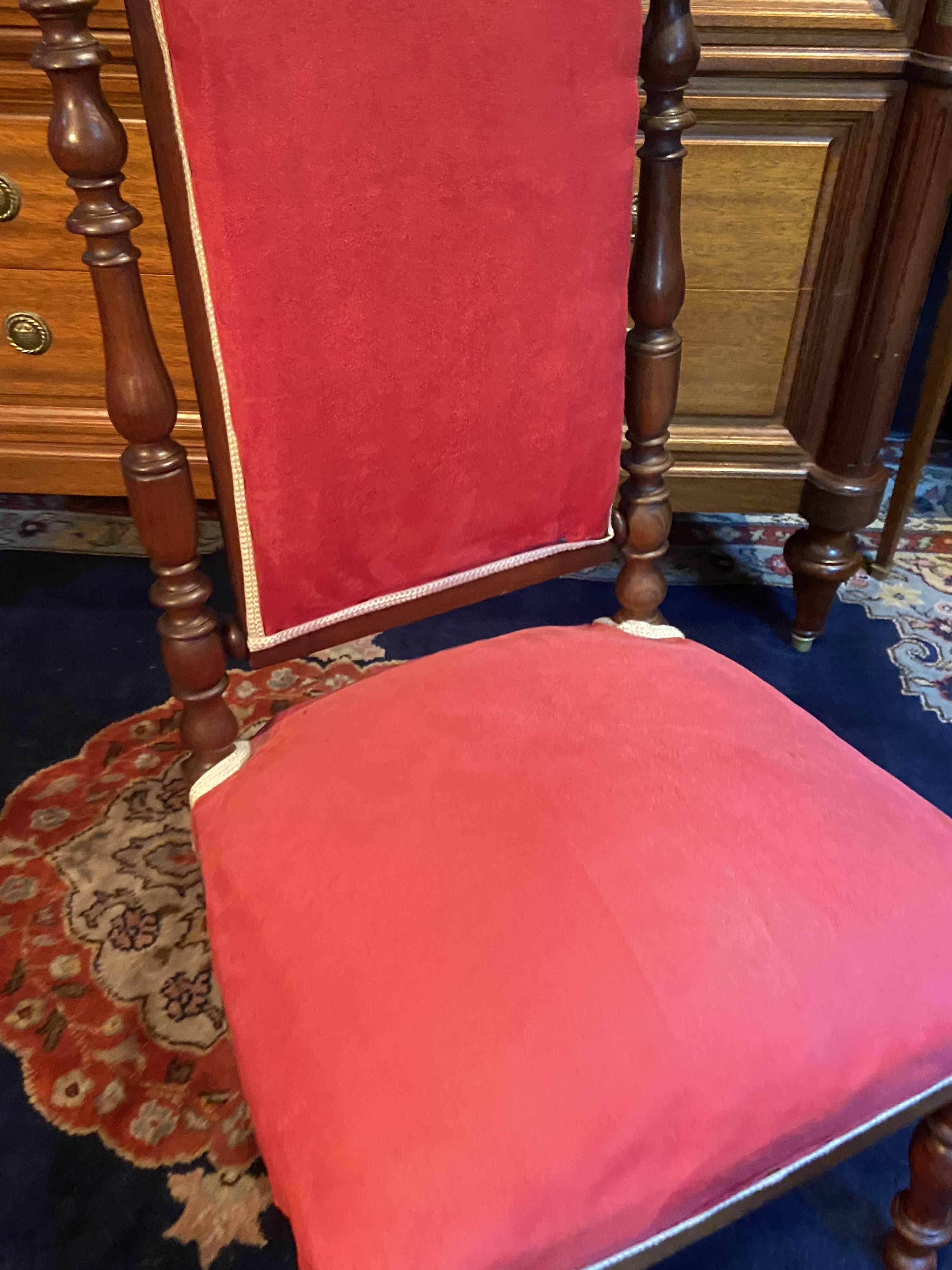 High-backed chaise longue in carved mahogany, 19th century, Napoleon III