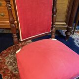 Chaise chauffeuse à haut dossier en acajou sculpté XIXe Napoléon III